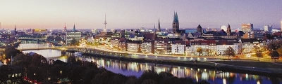 city view of bremen at night